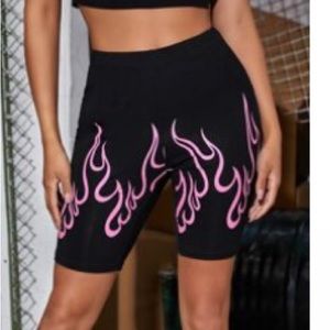 Biker fire print shorts